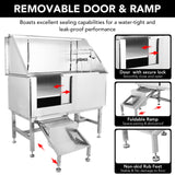 Dog Grooming Bathtub for Large Dogs, 50" Professional Dog Bathing Station, Pet Dog Washing Station for Home, Large Dog Bathtub with Removable Floor Grate, Steps, Faucet TROPOW