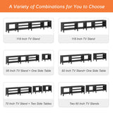 WAMPAT TV Stand for 100 Inch TV with 16 Changable LED Lights, Black Entertainment Center for 80 85 90 inch TV Console Table with 6 Cubby Storage for Living Room Bedroom, 95 inch WAMPAT