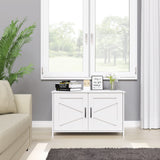 Homhedy Cat Litter Box Enclosure,Litter Box Furniture Hidden with Barn Door,Wooden Cat Washroom Furniture,Cat House,Fit Most of Litter Box,White Homhedy