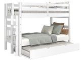 Bedz King Bunk Beds Twin over Twin Mission Style with End Ladder and a Twin Trundle, White Bedz King