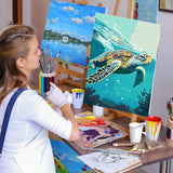 Artunion Sea Turtle Paint by Numbers for Adults Beginner, Ocean Turte Animal Paint by Number Kits, DIY Oil Painting Paint by Number Kits on Canvas Arts Craft for Home Wall Decor 16x20 Inch Artunion