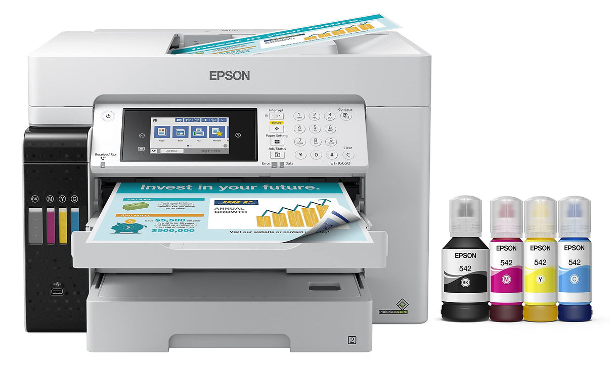 Epson EcoTank Pro ET-16650 Wireless Wide-Format Color All-in-One Supertank Printer with Scanner, Copier, Fax and Ethernet, White Epson