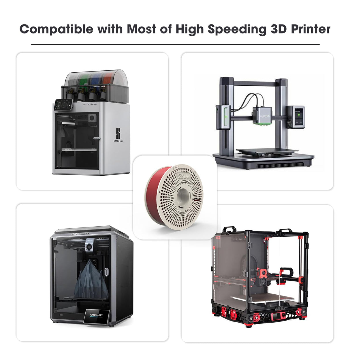 eSUN PLA+ Refilament 1.75mm and Upgarded eSpool+ Set, Reusable and Removable Filament Spool Replacement with 3D Printer Refill PLA Plus, 1KG Spoolless 3D Printing Filament, Grey eSUN