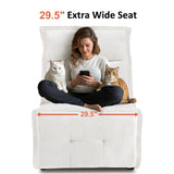 MCombo Wall Hugger Armless Power Recliner Chair with USB Ports, 29.5" Extra Wide Seat, Oversized Fabric Powered Reclining Sofa for Living Room, Small Space, ALR01 (Cream White) MCombo