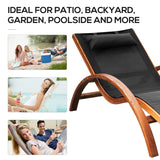 Outsunny Outdoor Chaise Wood Lounge Chair with Pillow, Armrests, Breathable Sling Mesh and Comfortable Curved Design for Patio, Deck, and Poolside Outsunny
