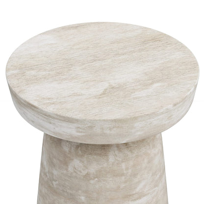 SIMPLIHOME Robbie SOLID MANGO WOOD 16 Inch Wide Round Contemporary Rustic Accent Table in Distressed White Wash, Fully Assembled, For the Living Room and Bedroom - WoodArtSupply