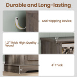 SEDETA Farmhouse Bookshelves and Bookcases with Doors and Drawer, Bookshelf with Storage, Floor Standing 6 Shelf Display Storage Shelves 70 in Tall Bookshelf for Home Office, Living Room, Grey SEDETA