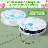 Tondiamo 32000 Pcs 2mm Glass Seed Beads and 12000 Pcs 7mm Tube Beads Set, Small Craft for DIY Bracelet Necklaces Crafting Jewelry Making Supplies with Beading Needles Elastic Strings, 48 Colors Tondiamo