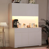 Hlivelood 71" Tall Kitchen Pantry Storage Cabinet w/Power Outlet and Led Light, Large Kitchen Hutch Pantry Cabinet w/ 2 Drawer and 8 Doors,Modern Freestanding Buffet Cabinet for Kitchen,Dining Room Hlivelood