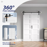 FREDBECK 48X84(Double 24x84) White Bi-fold Barn Door Sliding Folding Door Double Barn Door with 52" Hardware Kit & Handle,Solid MDF Door with Water-Proof PVC Surface for Closet,Assembly Required FREDBECK