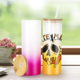 AGH 25 oz Sublimation Glass with Bamboo Lid, 6 Pack Frosted Sublimation Beer Can Glass, Gradient Color Material, Suitable for Beer, Juice, Ice Water, Drinks, Etc. AGH