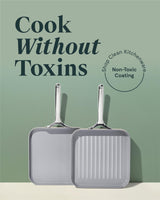 Caraway Griddle Pan & Grill Pan Duo - Non-Stick Ceramic Coated - Non Toxic, PTFE & PFOA Free - Oven Safe & Compatible with All Stovetops – White Caraway