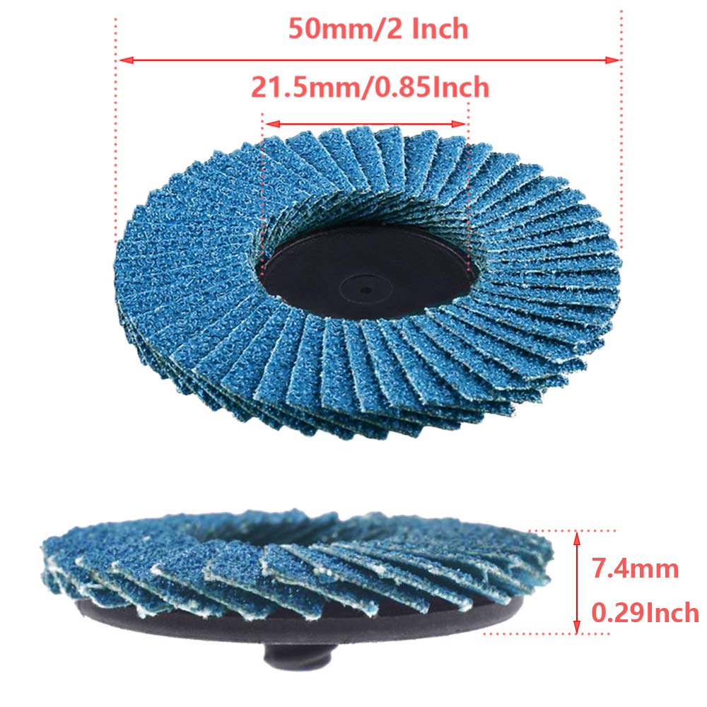 Saiper 10pcs 2 Inch 80 Grit Roll Lock Flap Sanding Disc Quick Change Zirconia Alumina Grinding Wheels with 1/4" Shank Pad Holder for Rotary Tools Die Grinder Polishing Metal Iron Rust Removal Saipor