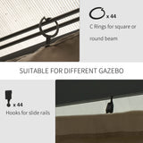 Outsunny 10' x 12' Universal Gazebo Sidewall Set with Panels, Hooks and C-Rings Included for Pergolas and Cabanas, Dark Brown Outsunny