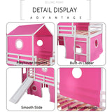 Harper & Bright Designs Kids Loft Bed with Slide and Tent, Twin Size House Loft Bed with Tower and Ladder, Wood Loft Bed Twin Playhouse Bed Frame for Boys Girls Teens, Pink Harper & Bright Designs