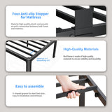 ROIL 18 Inch King Bed Frame with Rounded Corner and Headboard Hole Mattress Retainers 3500LBS Metal Heavy Duty Steel Slats No Box Spring Needed Platform Noise-Free Easy Assembly ROIL