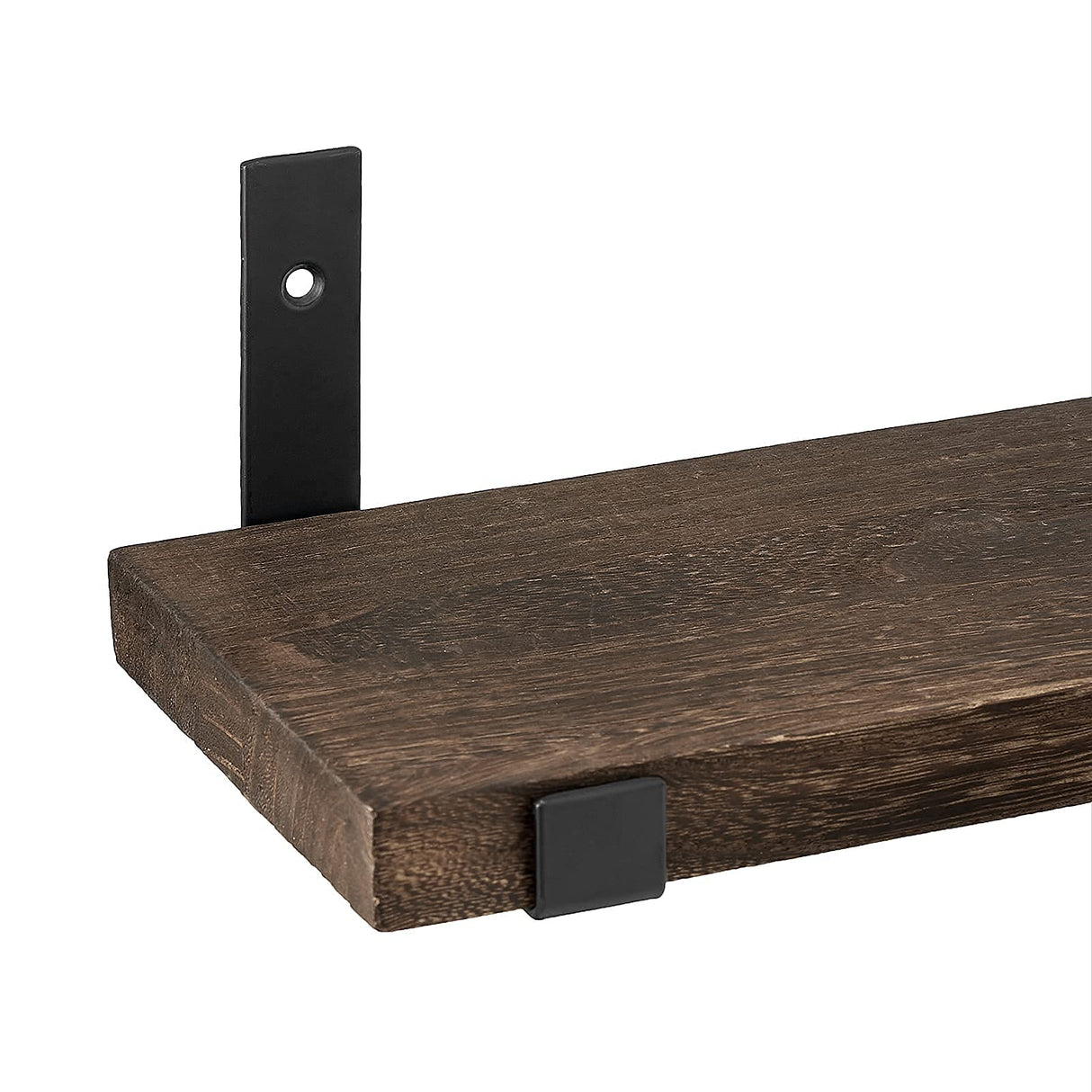 Mkono Rustic Wood Floating Shelves Wall Mounted Shelving Set of 2 Decorative Wall Storage Shelves with Lip Brackets for Bedroom, Living Room, Bathroom, Kitchen, Hallway, Office Mkono