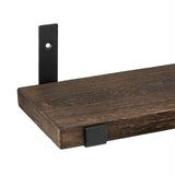 Mkono Rustic Wood Floating Shelves Wall Mounted Shelving Set of 2 Decorative Wall Storage Shelves with Lip Brackets for Bedroom, Living Room, Bathroom, Kitchen, Hallway, Office Mkono