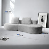 HOMRELEXA 98" Curved Couch with Half Moon Design, Sofa Bed with 2 Throw Pillows & 4 Seaters for Living Room, Office & Apartment,No Assembly Needed(Light Grey) HOMRELEXA