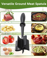 Upgrade Meat Chopper, Heat Resistant Meat Masher for Hamburger Meat, Ground Beef Smasher, Nylon Hamburger Chopper Utensil, Ground Meat Chopper, Non Stick Mix Chopper, Mix and Chop, Potato Masher Tool Shadowgallery