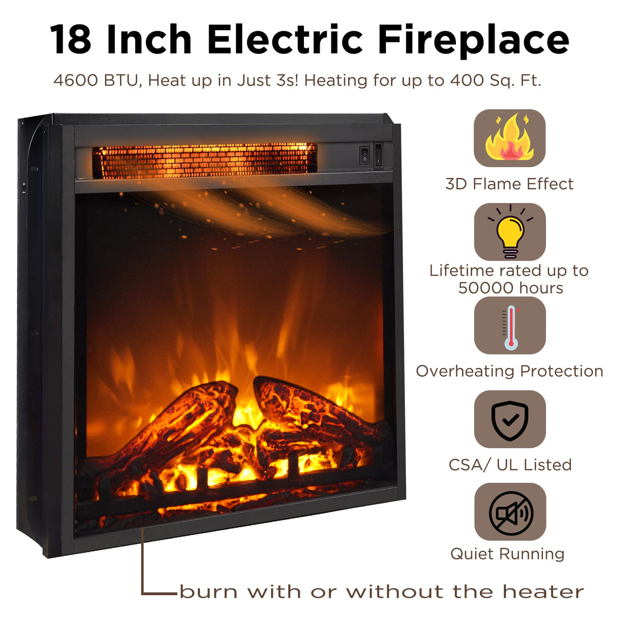 OKD Farmhouse Electric TV Stand for 65+ Inch TV, Rustic Entertainment Center with 18" Fireplace, Sliding Barn Door, Storage Shelves, Wood Media Console Cabinet for Living Room, Dark Rustic Oak OKD