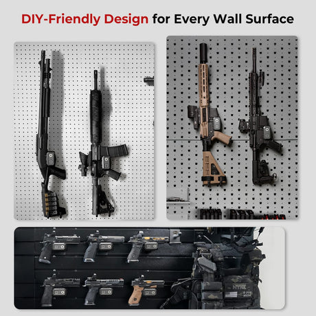 ONNAIS Gun Lock Wall Mount - Quick Access Biometric Trigger Lock with Gun Rack for Wall, Vertical Heavy Metal Wall Hooks for Rifle, Shotgun & Pistol, Space-Saving Hidden Storage for Garage, Desk, Car ONNAIS