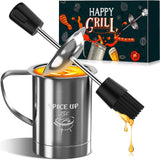 Grilling Accessories Men Women Gifts - BBQ Baster Brush and Sauce Basting Pot Set Christmas Stocking Stuffers Birthday Dad Mom Son Husband Chef Tools Smoker Unique Cooking Gadgets Kitchen Essentials LONGESISM