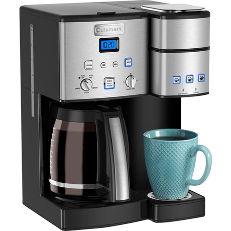 Cuisinart Single Serve + 12 Cup Coffee Maker, Offers 3-Sizes: 6-Ounces, 8-Ounces and 10-Ounces, Stainless Steel, SS-15P1 Cuisinart