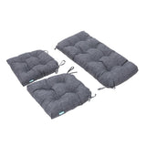 QILLOWAY Outdoor/Indoor Patio Wicker Seat Cushions with Ties Group Loveseat/Two U-Shape Cushions for Patio Furniture,Wicker Loveseat,Bench,Porch,Patio Chair Cushions Set of 3 (Charcoal Grey/Black) QILLOWAY