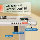 DEVAISE Standing Desk with Drawers, Whole-Piece Glass Adjustable Height Desk, 48 Inch Electric Stand Up Desk, Quick Install, White DEVAISE