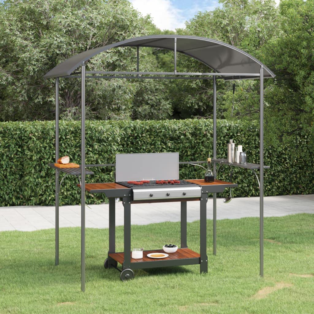 loibinfen Steel BBQ Grill Gazebo Shelter with Side Shelves, Steel Barbecue Grill Gazebo Tent, Outdoor BBQ Canopy with Side Shelves for Garden, Patio, Backyard, Anthracite 86.6"x45.3"x90.6" loibinfen