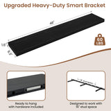 Fun Memories Floating Shelves 48 Inch Long, 9.3 Inch Deep Wall Shelf Fireplace Mantel, Rustic Farmhouse Solid Wood Shelves for Wall Decor Bathroom, Kitchen, Office, Black, Set of 1 Fun Memories