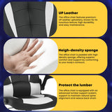 Ruesleag PC Gaming Racing Chair Ergonomic Office Computer Chair HIgh Back Video Racing Chair w/Lumbar Support Flip Up Arms Headrest PU Leather Study Desk Chair Executive Office Chair for Adults,White Ruesleag