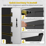 AQOVOR Slat Wall Paneling 4x4 FT, PVC Slat Wall Panels Heavy-Duty Garage Organization System with Hooks & Accessories, Slatwall Pegboard Suitable for Home、Garage、Shop Display & Organization (Black) AQOVOR