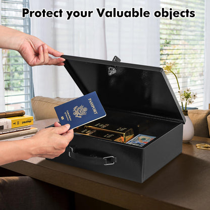 KYODOLED Fireproof Document Box with Key Lock,Safe Storage Box for Valuables,Fire Resistance Security Chest,Fireproof Box for