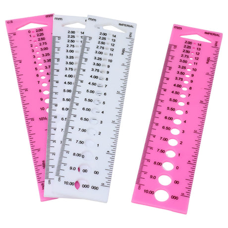 Honbay 4PCS Plastic Knitting Needle Gauge Ruler Needle Sizer INCH CM Ruler Sewing Ruler Metric Measure Tool for Sewing or Student Learning (2 Color) Honbay