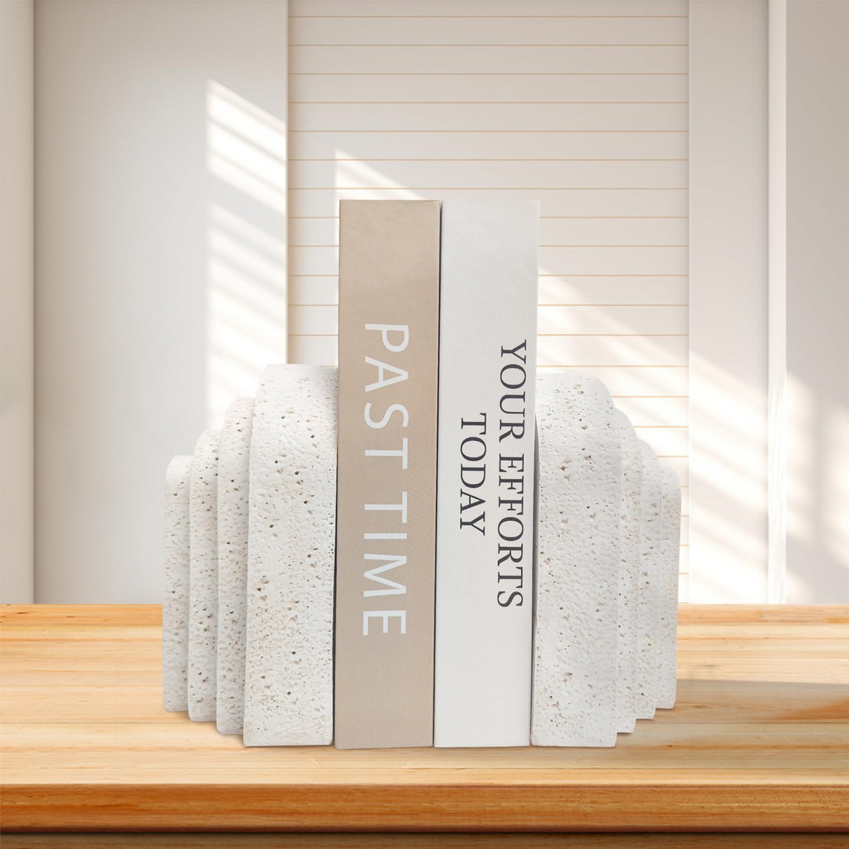 Heavy Duty Book Ends for Shelves, Decorative Book Stopper for Shelves, Resin Decor Bookends for Heavy Books, Modern Home Decor Aesthetic Book Ends Aesthetically Pleasing Layered Arch Design, Set of 2 GUSFREUD