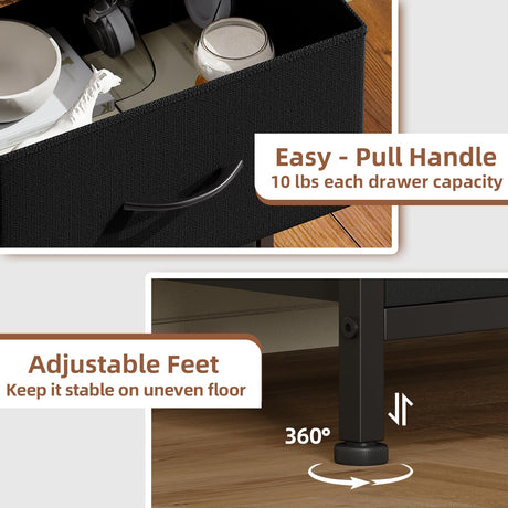 Somdot Dresser for Bedroom,Chest of Drawers Storage Organizer,Steel, MDF,Non-Woven Fabric Drawers,Closet Bedside Living Room Entryway Hallway,11.8"D x 16.5"W x 45.1"H (5 Drawers) Black Rustic Brown,1 Somdot