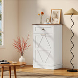 YESHOMY Tilt Out Trash Cabinet,10 Gallon Hidden Wooden Bin Cabinets, Laundry Hamper with Drawers, for Kitchen, Dining Room(Light White) YESHOMY