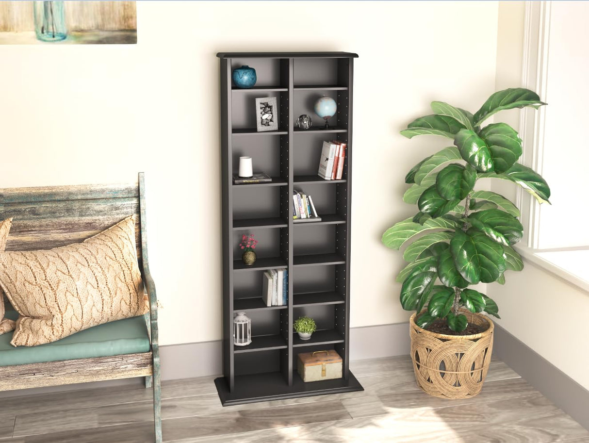 Prepac 2 Column Tall Cabinet Media Storage, 22" Wide, Black Prepac