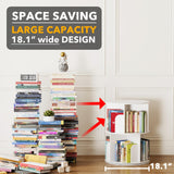 SpaceAid Cross Style 2 Tier Rotating Bookshelf, Spinning 360 Bookcase Lazy Susan Tower, Vertical Revolving Books Shelf Storage Round Carousel Space Saving Organizer, White SpaceAid