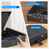 teentan Gun Safe, Biometric Gun Safe for Pistols - Quick-Access Handgun Safe with Fingerprint & Digital Keypad | Fits 2 Pistols | Silent Mode, Heavy-Duty Steel for Home, Nightstand, Car, and Bedside teentan