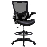 Drafting Chair Ergonomic Tall Office Chair Standing Desk Chair with Flip Up Arms Foot Rest Back Support Adjustable Height Mesh Drafting Stool, Black BestOffice