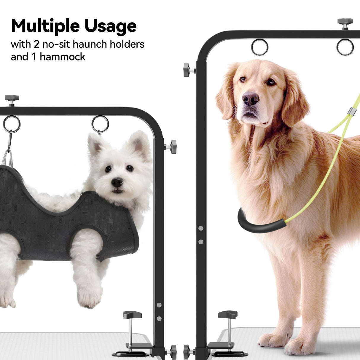 Josmimic Adjustable Dog Grooming Arm for Table: 42'' Height, 27''–39'' Width, Clamp Fits Up to 2.76'', with Hammock & 2 Nooses – Portable Pet Grooming Station for Nail Trimming, Cats & Dogs at Home Josmimic