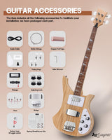 Leo Jaymz DIY Electric Bass Guitar Kits - Roasted Ash Wood Body, Maple Neck and Laurel Wood Fingerboard - Fully Components Included Leo Jaymz