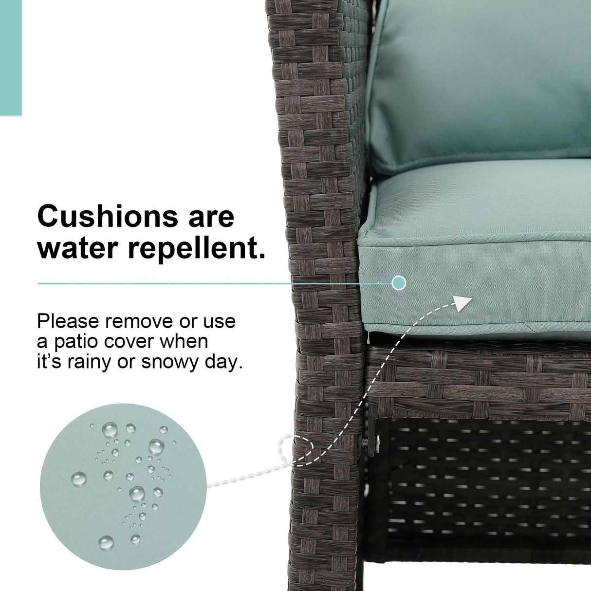 OC Orange-Casual 2-Piece Outdoor Patio Furniture Wicker Love-seat and Coffee Table Set, with Built-in Storage Bin, Grey Rattan, Green Cushions OC Orange-Casual