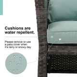 OC Orange-Casual 2-Piece Outdoor Patio Furniture Wicker Love-seat and Coffee Table Set, with Built-in Storage Bin, Grey Rattan, Green Cushions OC Orange-Casual