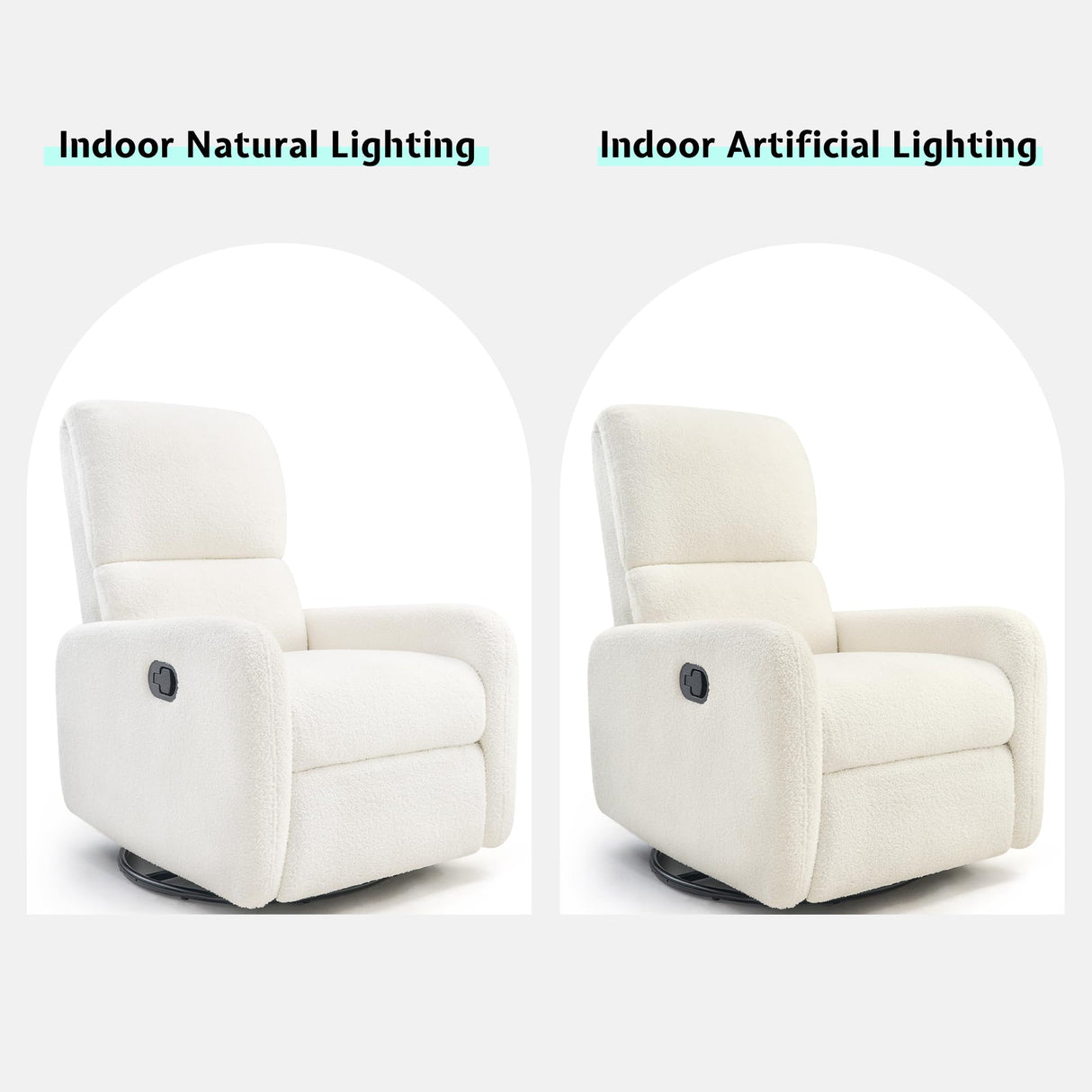 Jocisland Swivel Glider Rocking Recliner Chair for Adults, Nursery Rocker Reclining, Comfy Upholstered Single Sofa Armchair for Living Room Bedroom Nursing,Teddy White Jocisland