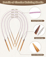 Aeelike Interchangeable Knitting Needles Set, 13 Pairs Circular Knitting Needles Set Bamboo Knitting Needles with Case Knitting Accessories for Socks Blankets Cushions Aeelike