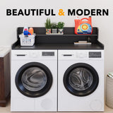 SpaceAid Washer Dryer Countertop with 2-Tier Shelf, Wood Topper with Edge, 54" Width x 27.5" Depth Cover Organizer Guard for Washer and Dryer Counter Laundry Hamper Storage (Black) SpaceAid